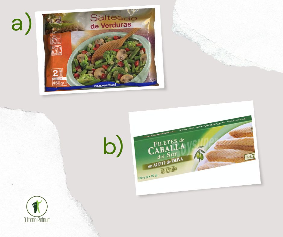 Salteado de verduras con caballa en conserva.